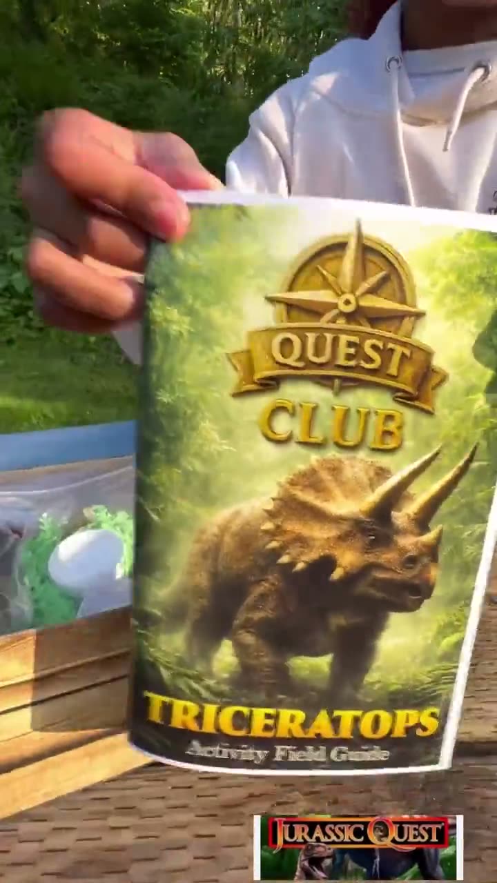 Kieran taking the Quest Club Triceratops adventure outdoors